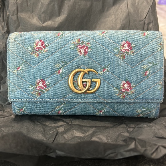 Gucci Other - 🔥🔥 RARE Gucci Marmont Denim Wallet GG Floral